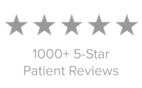 Five grey stars with patient reviews text